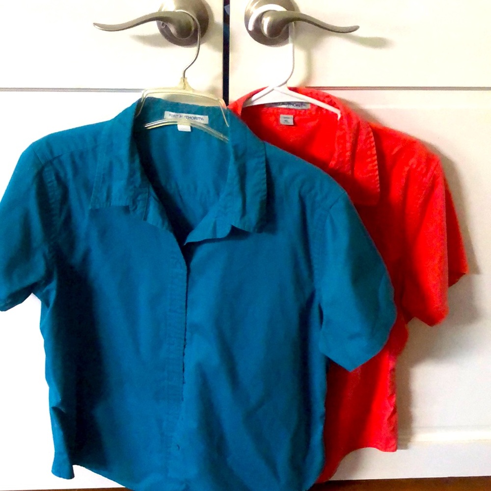 Two XL port authority XL buttin up shirts